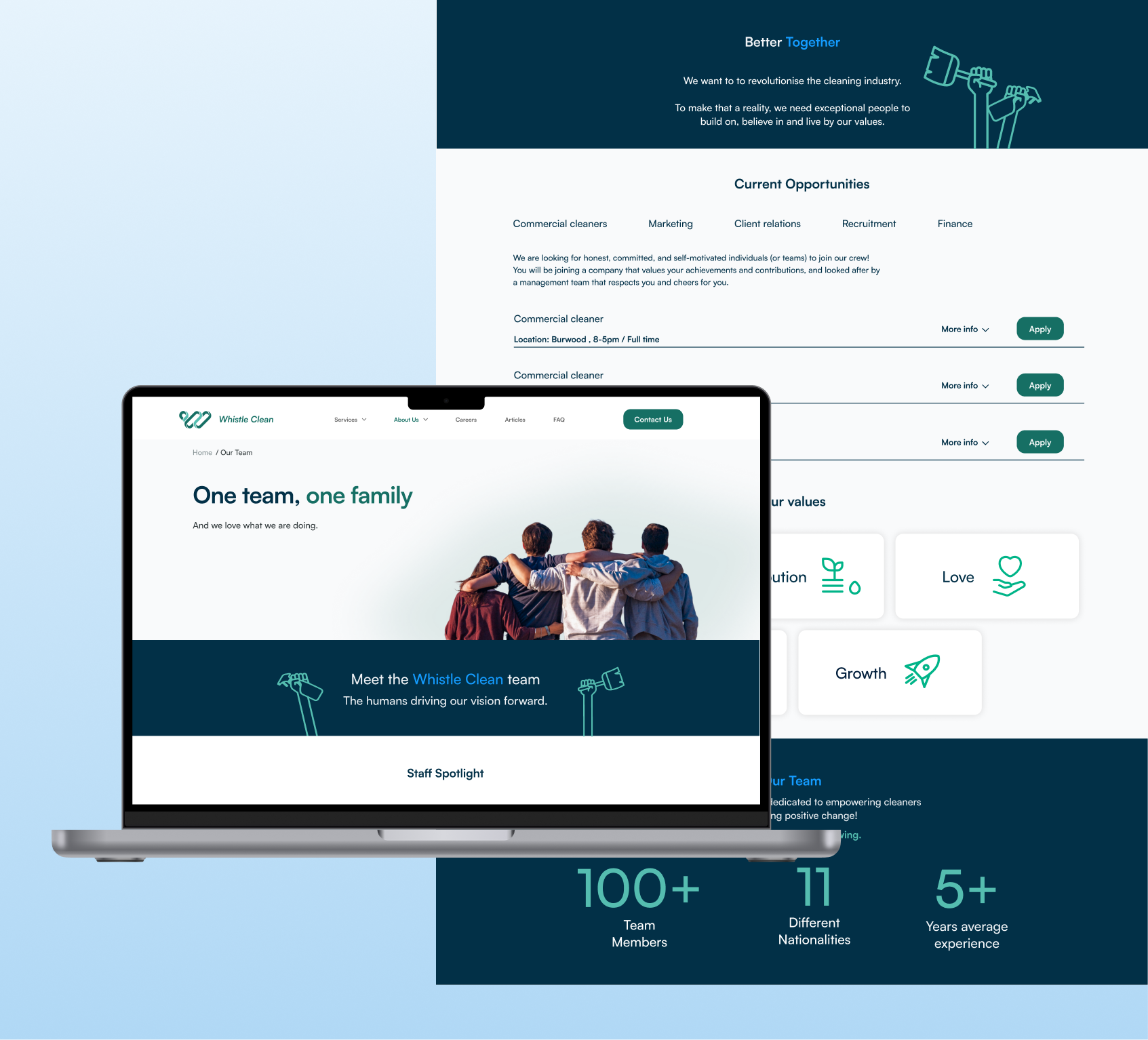 Whistle Clean mobile design showcasing trust signals and credibility elements.