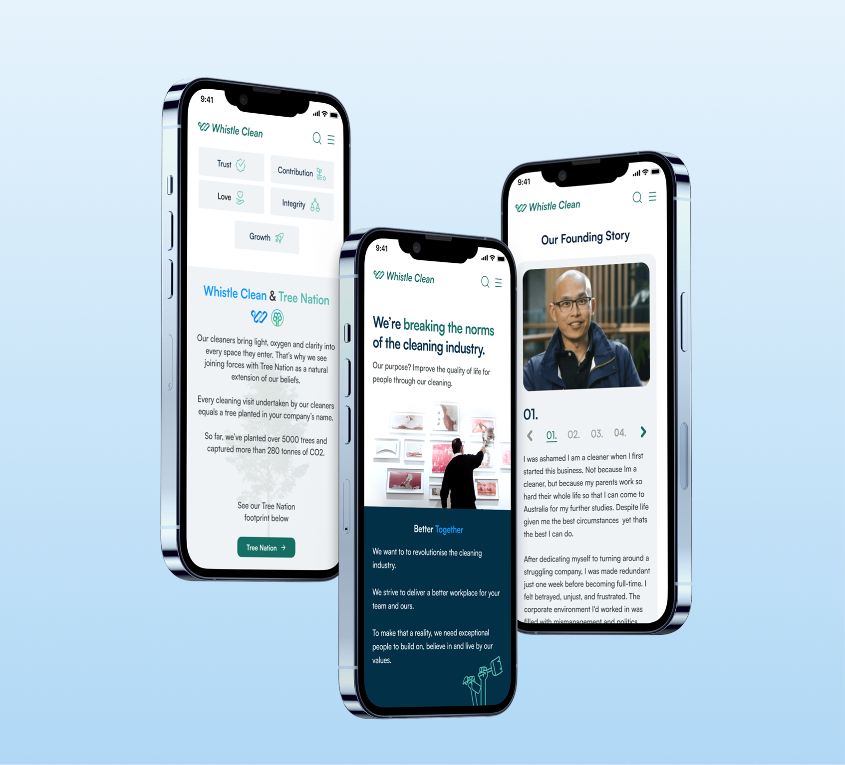 Whistle Clean mobile design showcasing brand voice and messaging tone