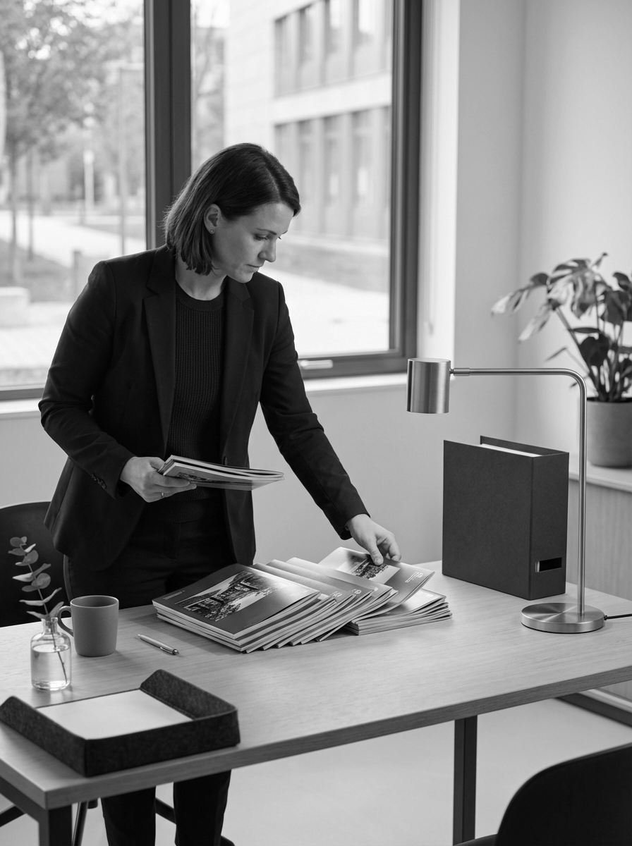 Dr. Sandeep Kindo, principal graduate admissions consultant, organizing academic research strategy documents for client portfolio development.