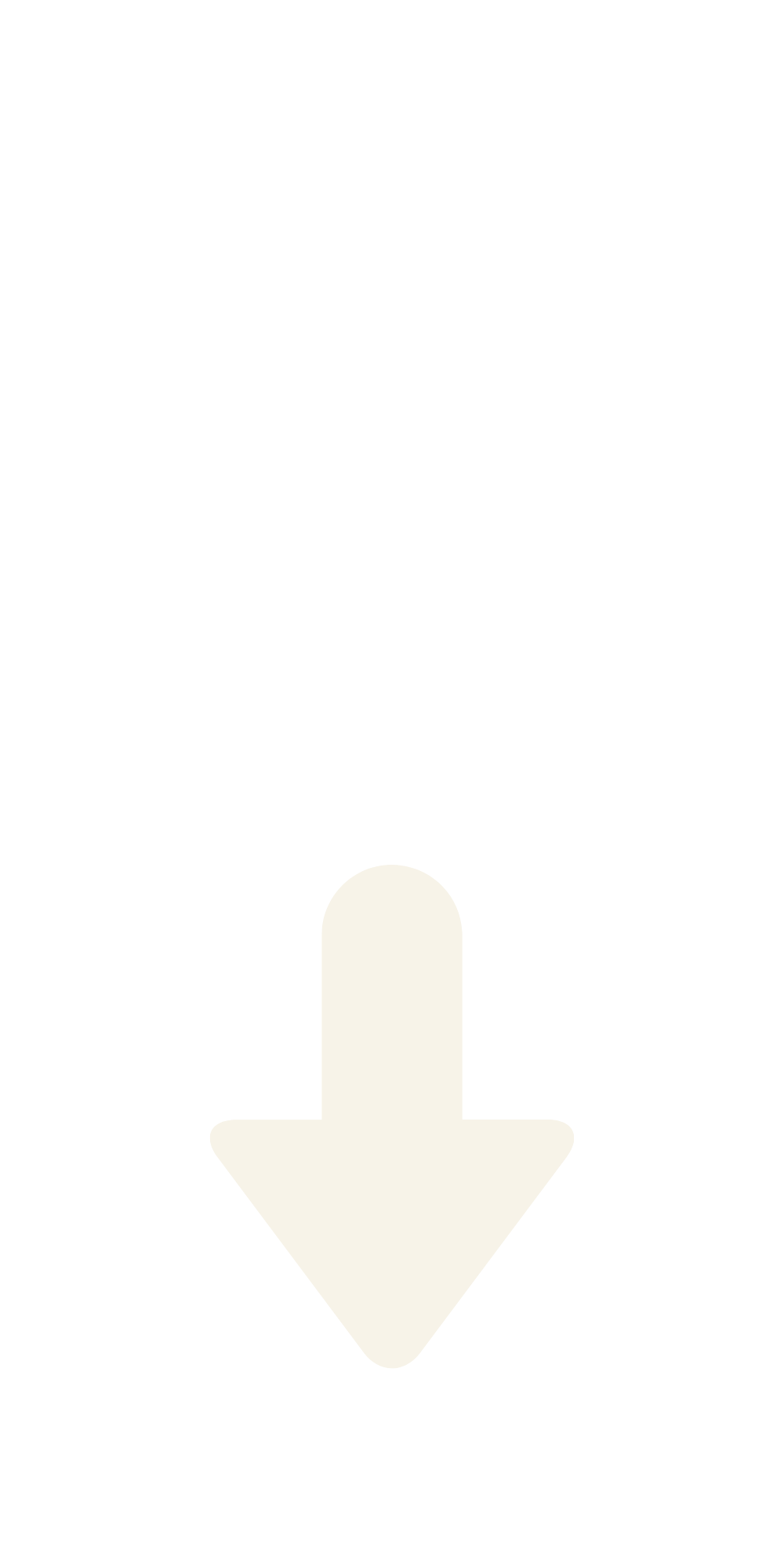 Een zwarte achtergrond met een grote, witte neerwaartse pijl in het midden.