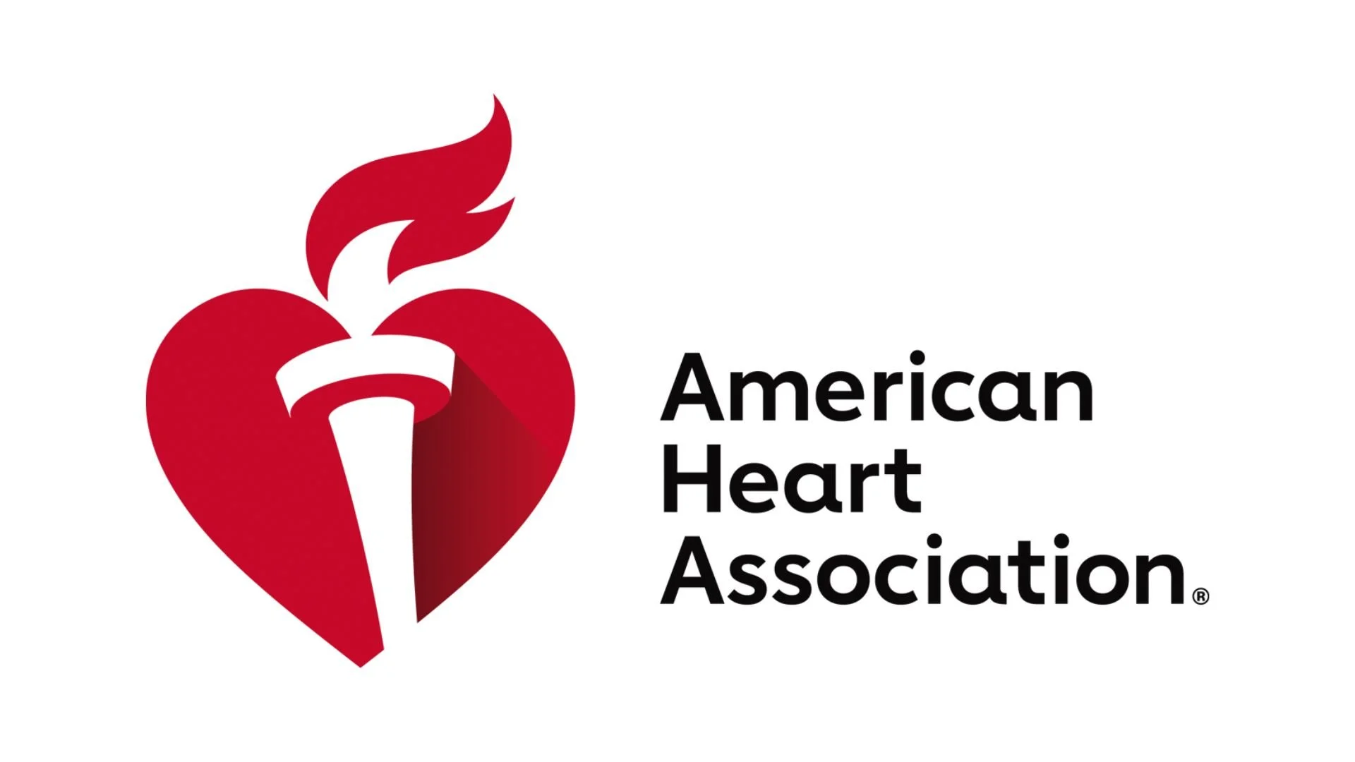 Logo of the American Heart Association featuring a red heart with a torch and flame, accompanied by the text "American Heart Association".