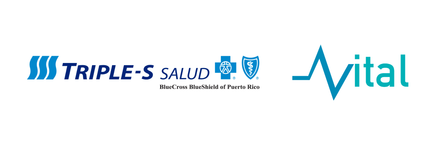 Logos of Triple-S Salud, BlueCross BlueShield of Puerto Rico, and Vital, indicating a healthcare organization.