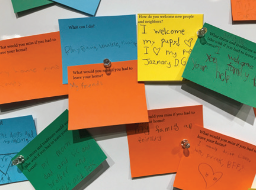 Colorful notes pinned to a board with pushpins.
