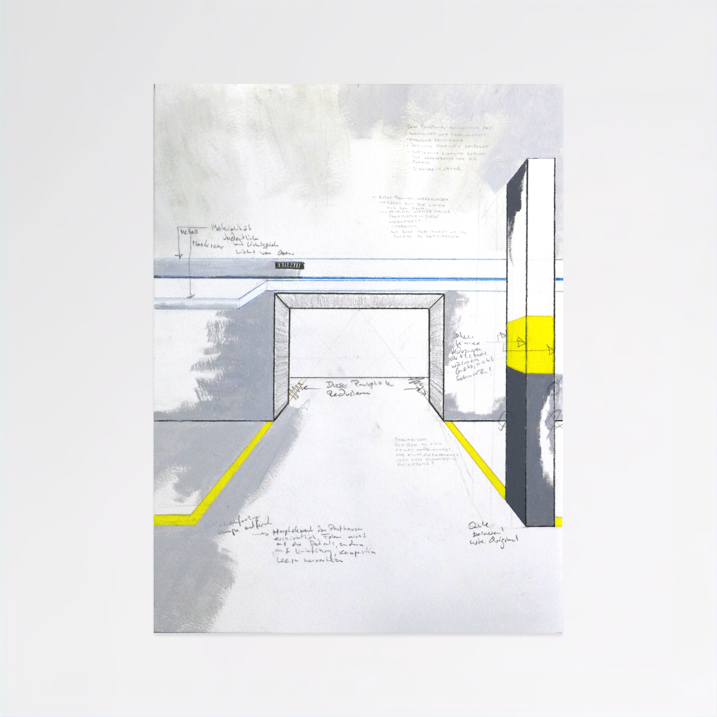 Tiefgarage (Underground Parking), 2024-2025, acrylic, graphite pencil and colored pencil on paper - 48 x 36cm
