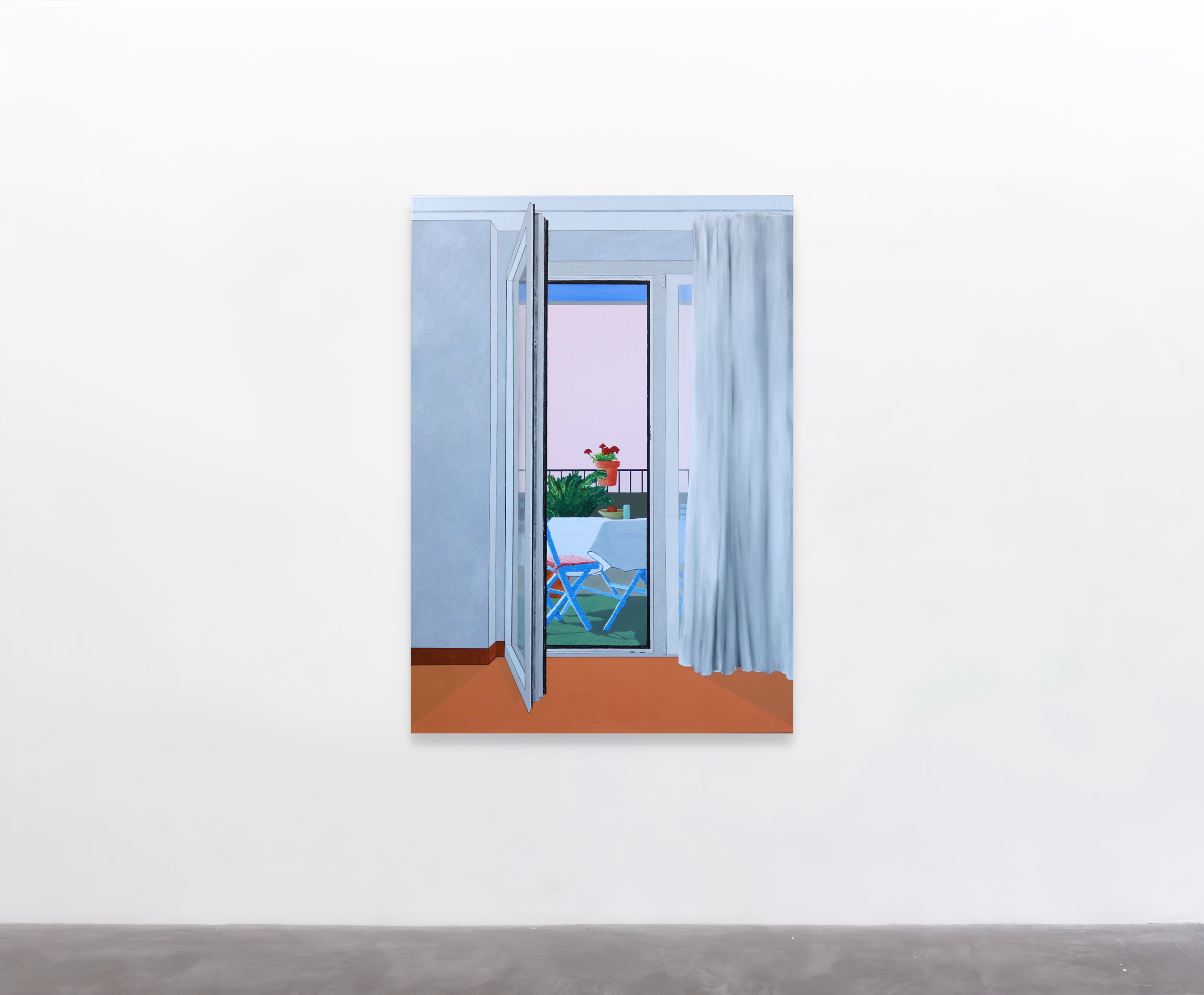 Frühstück (Breakfast), 2025, acrylic, oil and oilpastels on cotton - 140 x 100 x 4.5cm