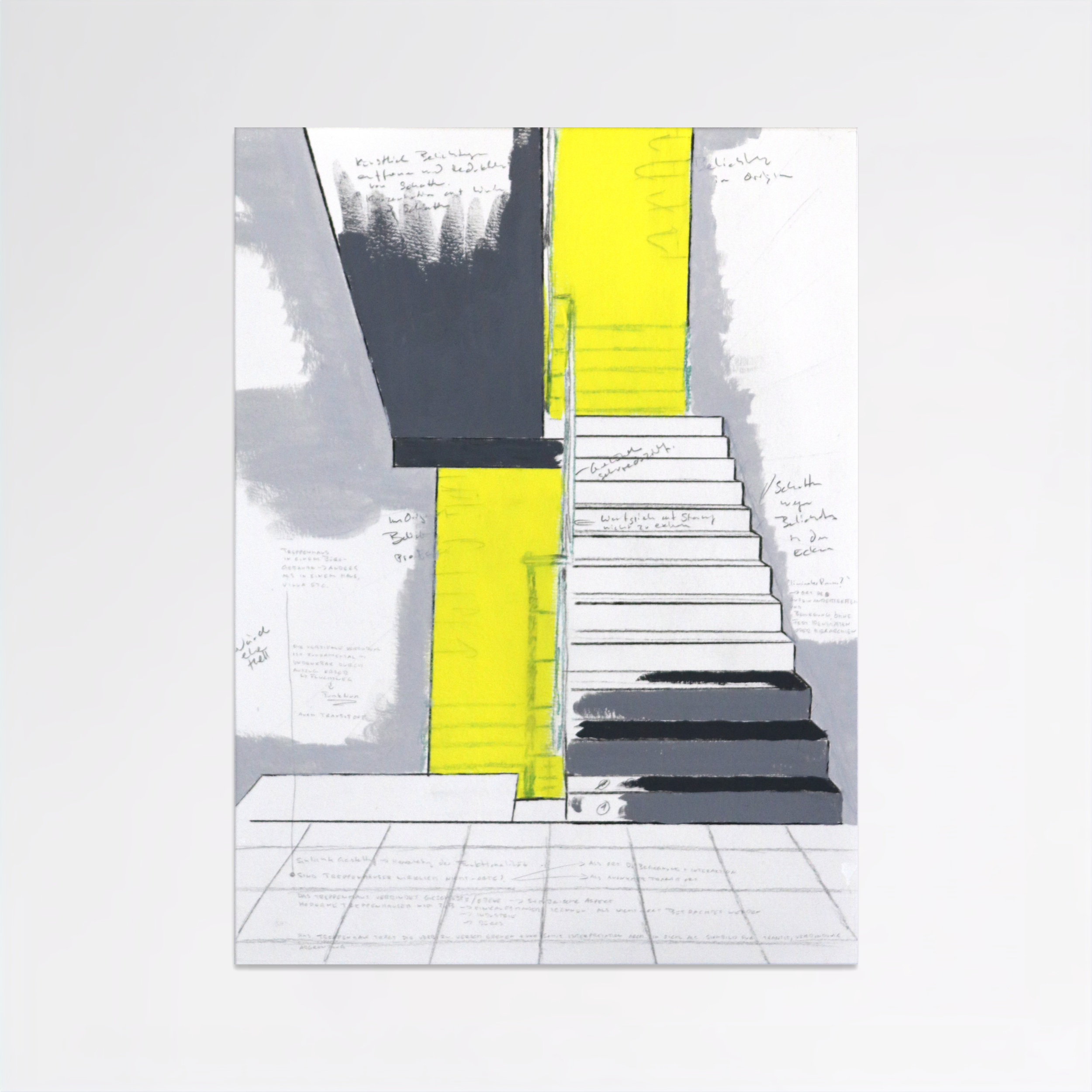 Treppenhaus (Stairwell), 2024-2025, acrylic, graphite pencil and colored pencil on paper - 48 x 36cm