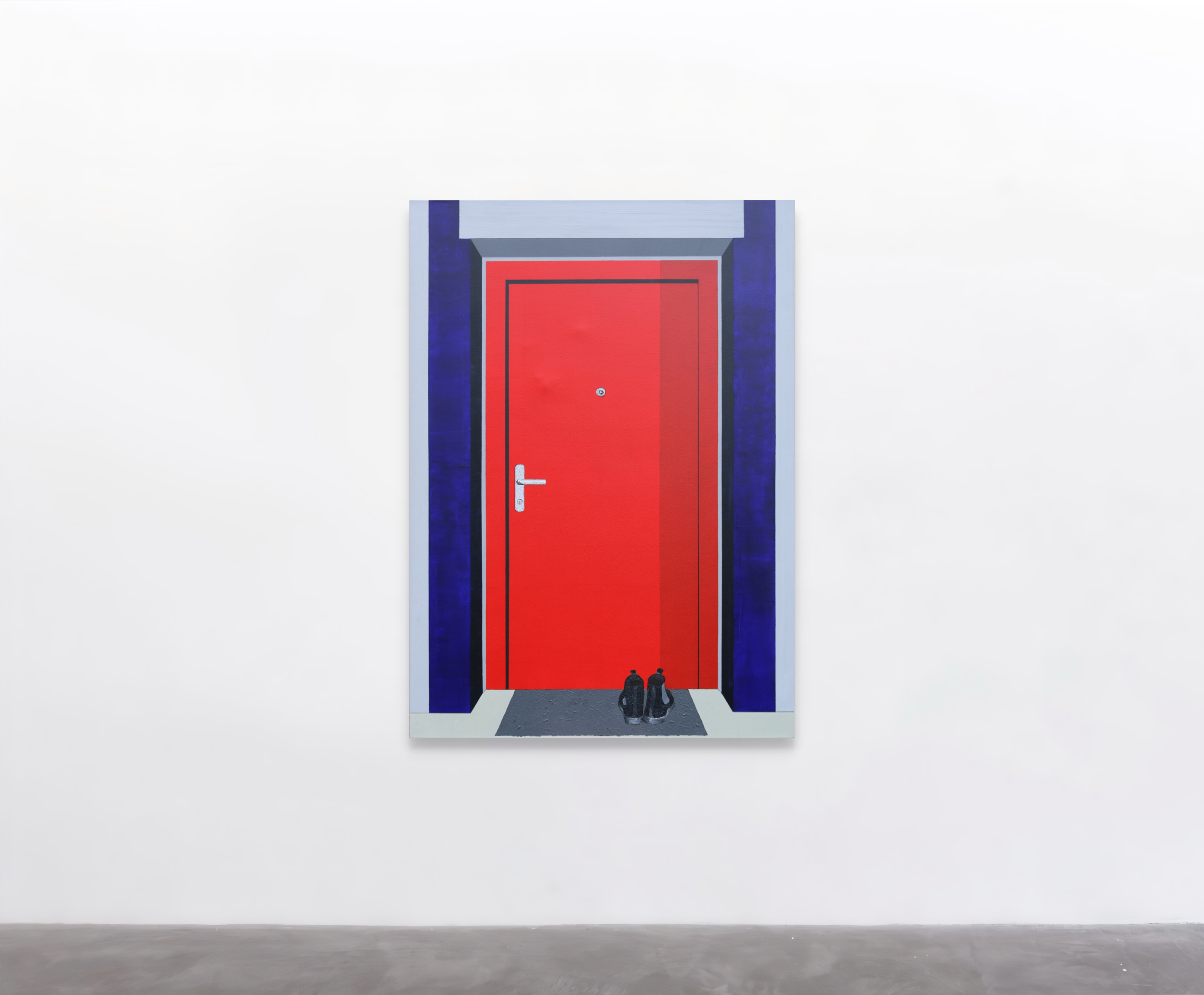 La Porta (red Door), 2022, acrylic and oil on cotton - 140 x 100 x 4cm