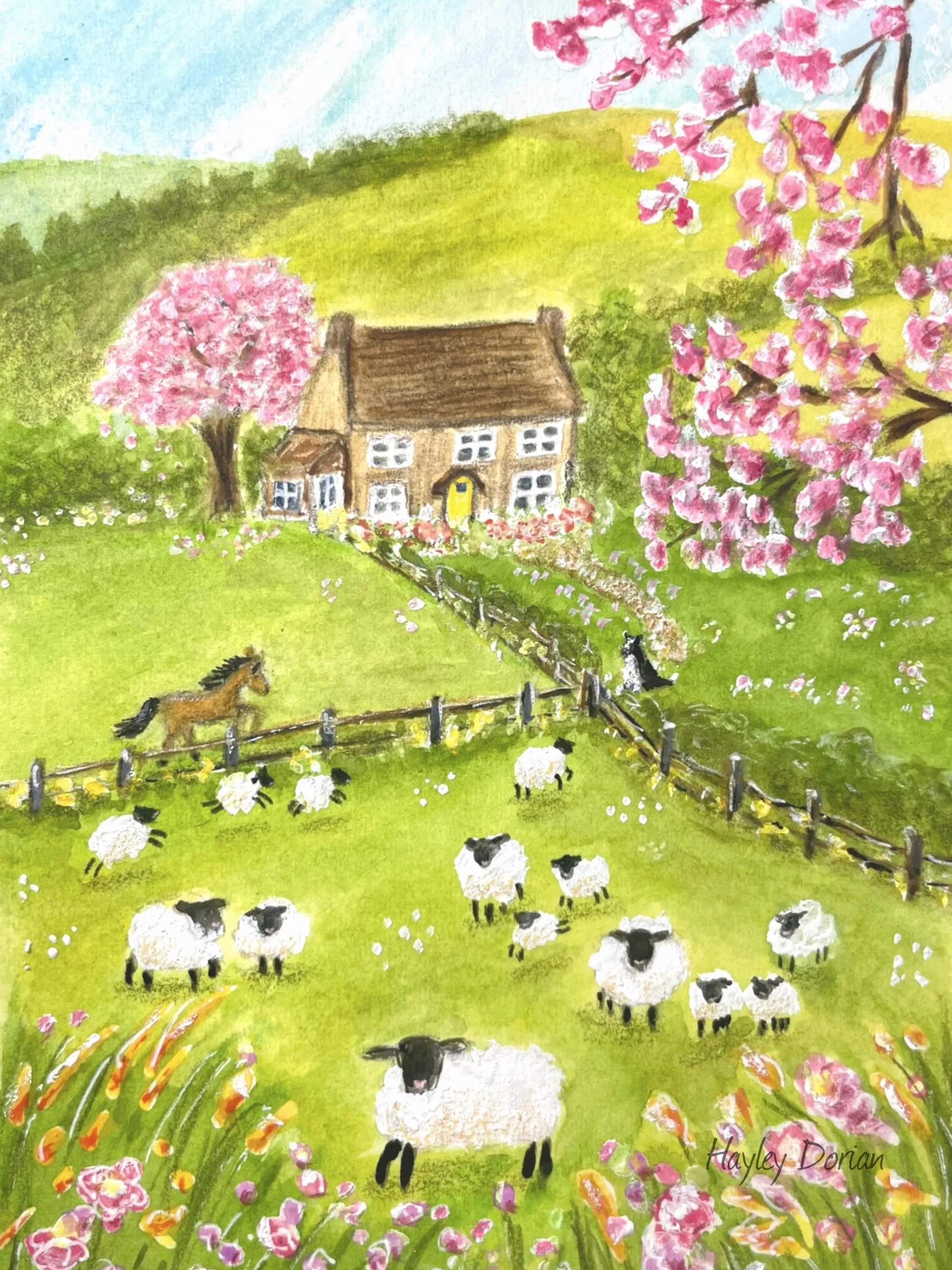 The sheep never miss a trick ☺️

&lsquo;Led by Love&rsquo;. 🩷🌸🐑
1 Corinthians 16:14 #

#watercolouranimals #sheeplife #countrylifestyle #sheepdogs cottagecountry