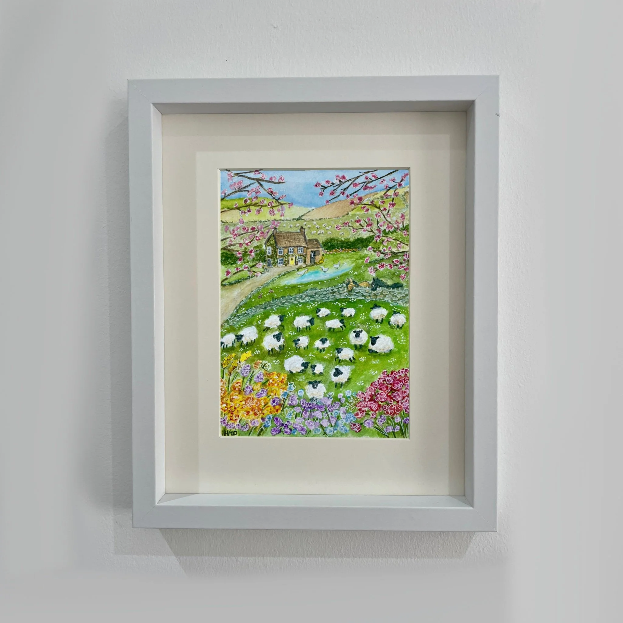 framed sheep pond horses.jpg