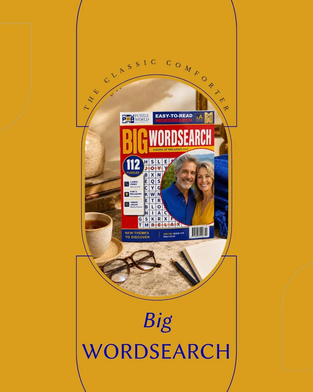 For people who like a proper wordsearch and a quiet corner.

Big Wordsearch is the classic PWA comfort puzzler.

Plenty of pages.
Easy-to-read grids.
Themes to settle into.
The sort of magazine that belongs beside a cup of tea, in a beach bag, or nex