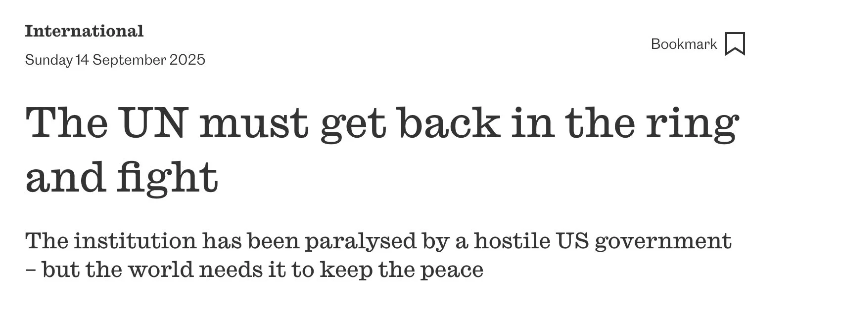 The Observer UK: The UN must get back in the ring and fight