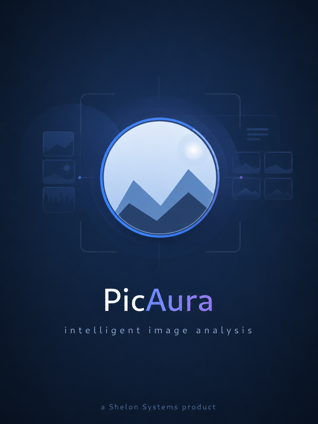 Cover of PicAura logo with a stylized mountain image and the text 'PicAura intelligent image analysis'.