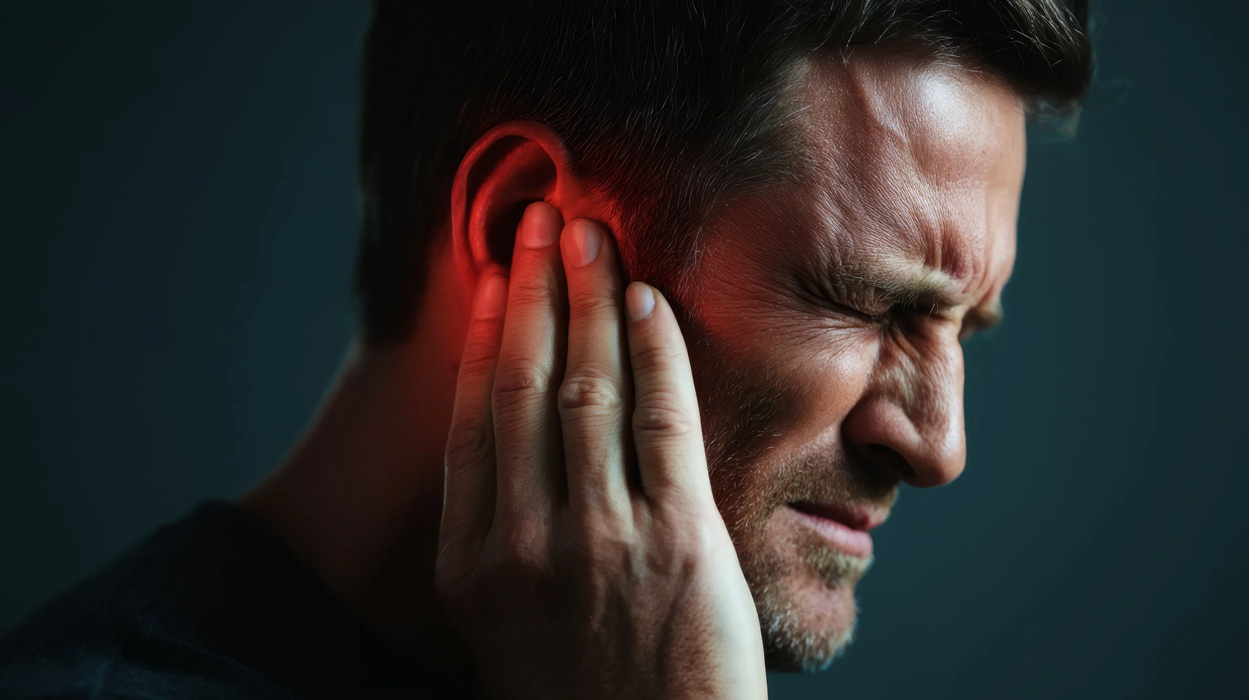 Person covering ears due to intense sound from high-decibel security sound barrier system designed to force intruders out