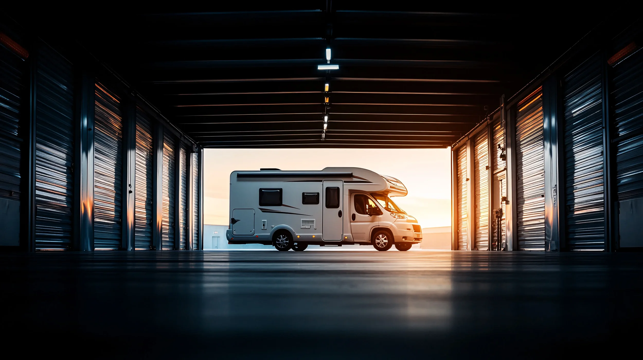 Luxury vehicle and motorhome storage facility with high-value assets, perimeter fencing, and exposed after-hours access areas