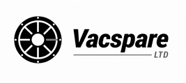 Vacspare LTD logo, siyah ve beyaz renkler, tekerlek ve otomotiv sembolü ile