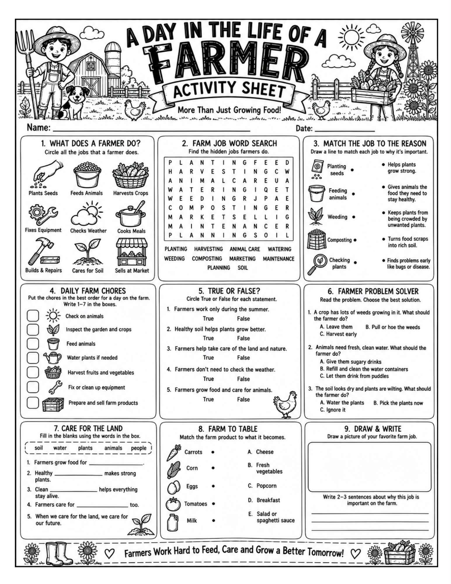 Little Farmers Activity Pack - 7 Printable Farm Worksheets