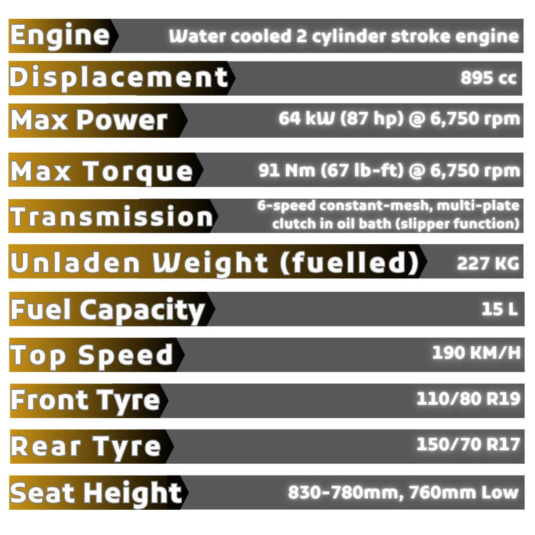 BMW F800GS adventure motorcycle rental in Cape Town, South Africa Specifications