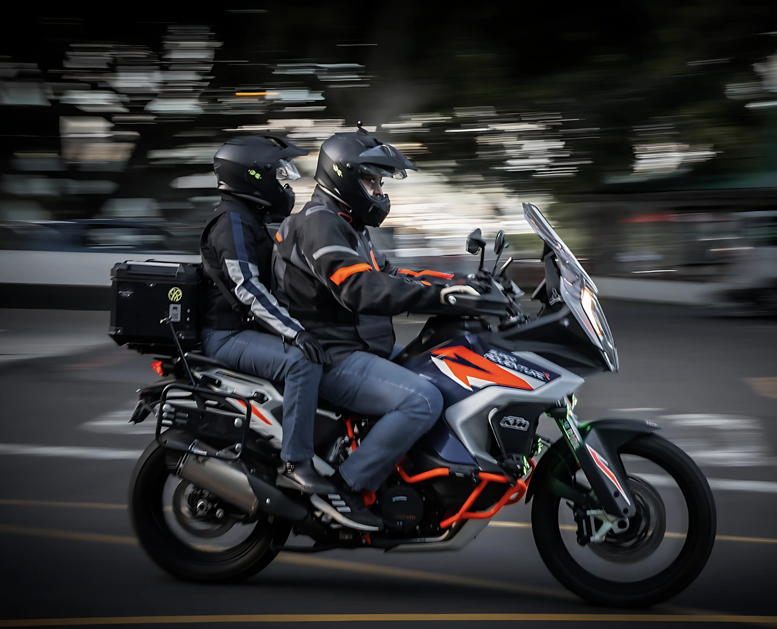Couple on motorcycle