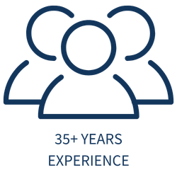 Icon of three people with text '35+ Years Experience' underneath.