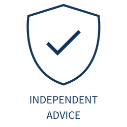 Shield with a checkmark and the text 'Independent Advice' underneath.