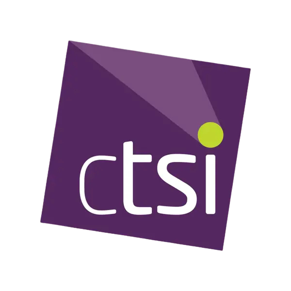 Logo of TCSI with purple background, white lowercase letters, and a green dot above the 'i'.