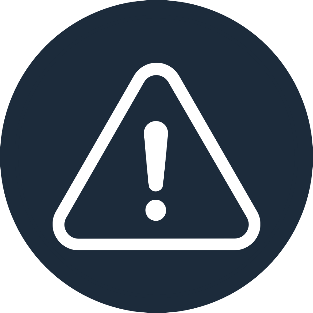 Warning icon with an exclamation mark inside a triangle.