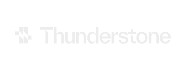 Thunderstone logo with stylized text and icon on a black background.