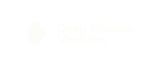 Logo of Deep Science Ventures with a crescent moon shape and the company name in white text on a black background.
