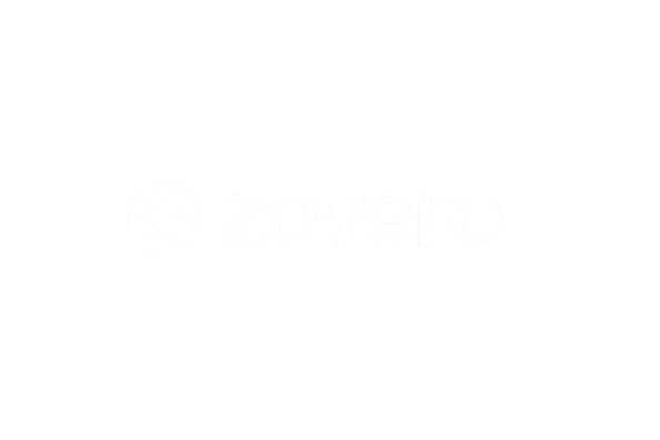 Black background with the white Zevero logo, featuring a stylized globe and the company name Zevero.