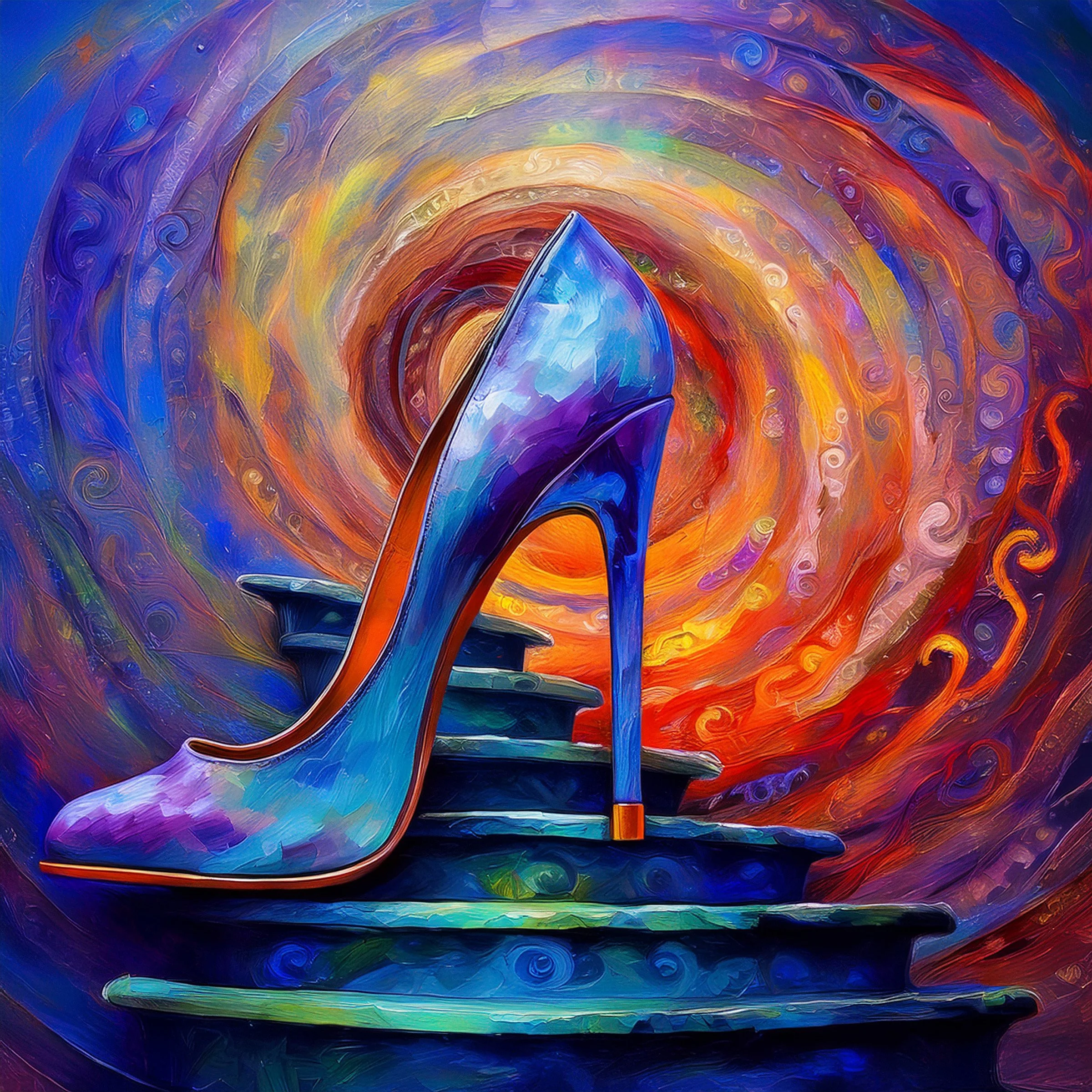Rhapsody in Blue: Surreal Stiletto Art Print
