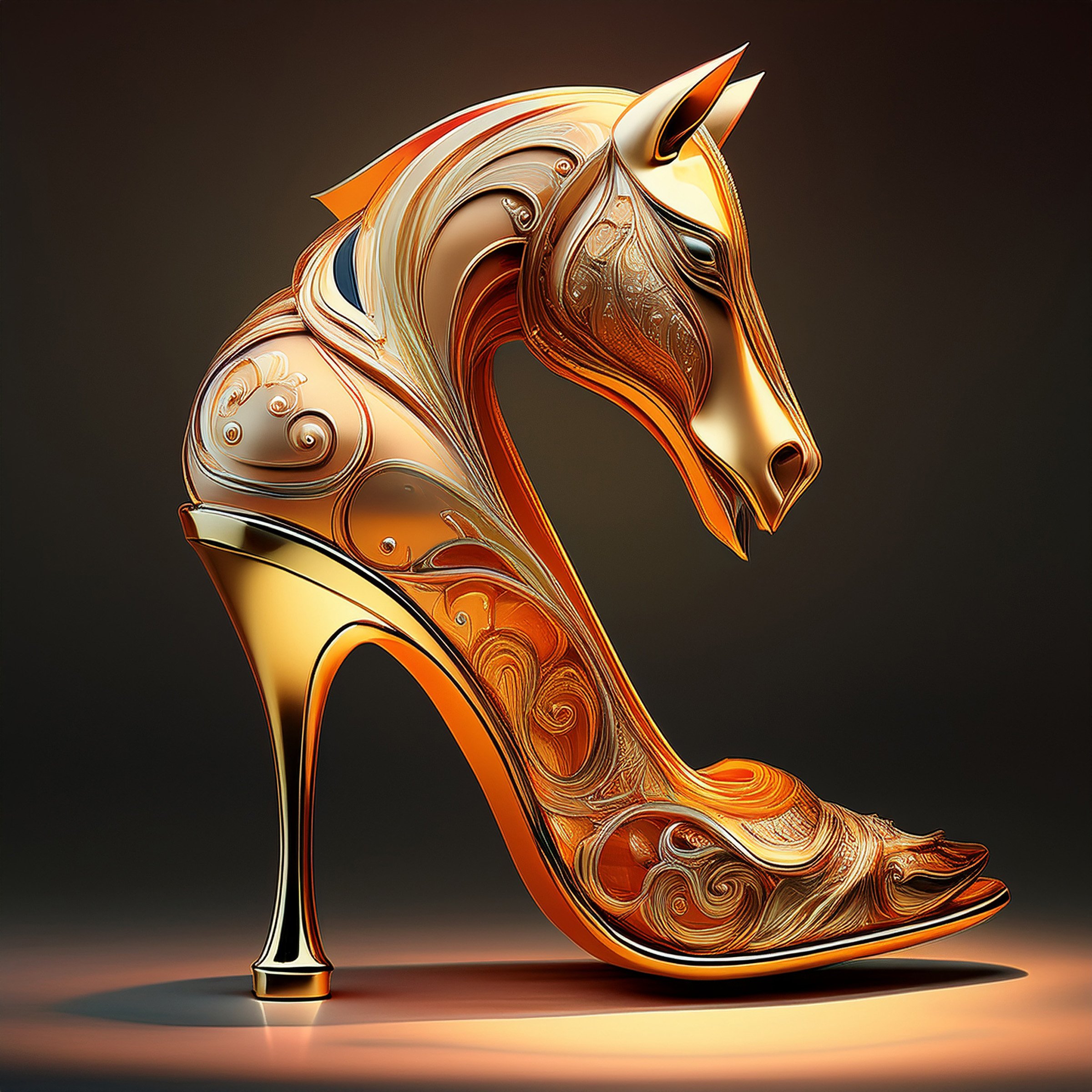 "Gilded Gallop" – Fantasy Footwear Fine Art Print