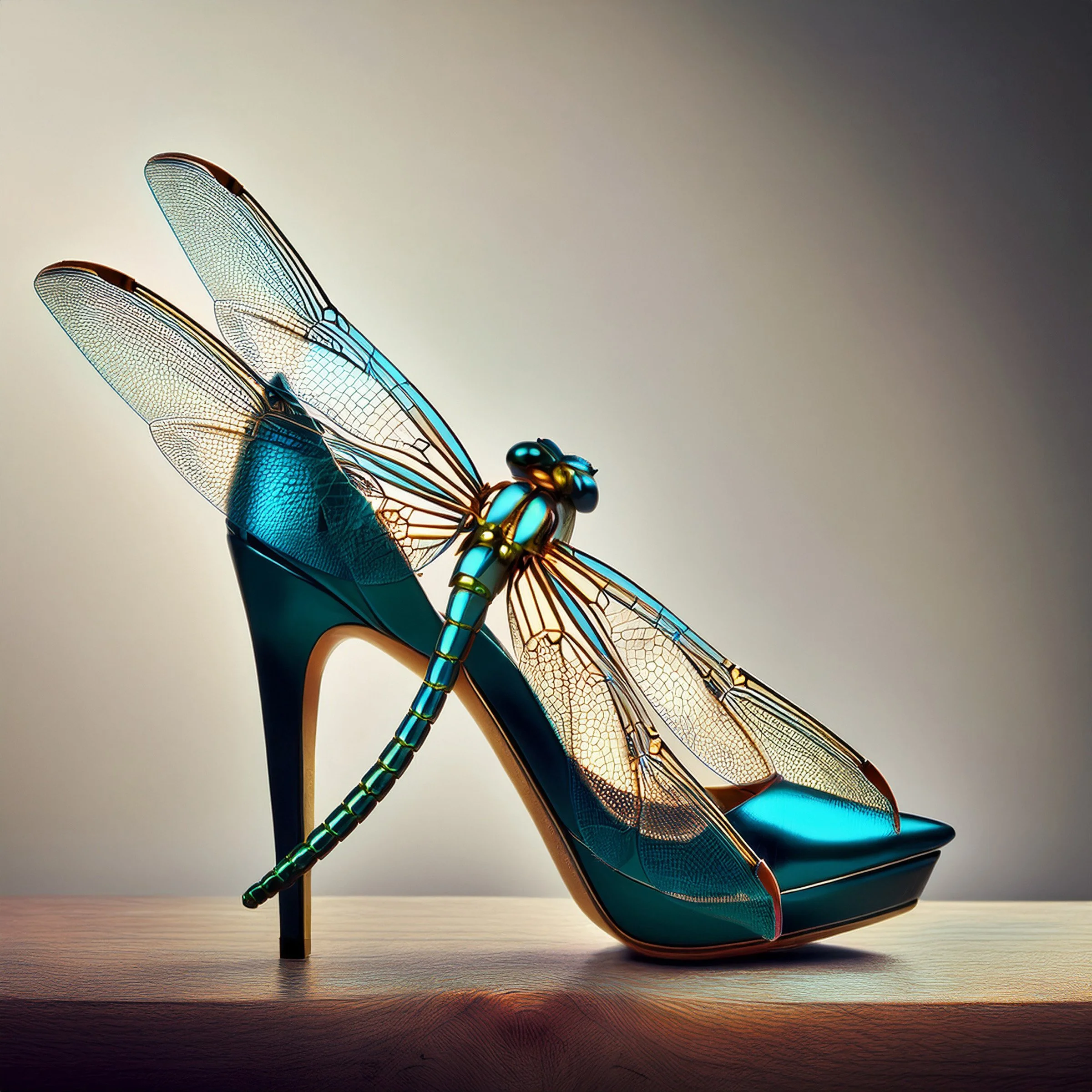 Teal Dragonfly High Heel Poster – Fashion Art Print