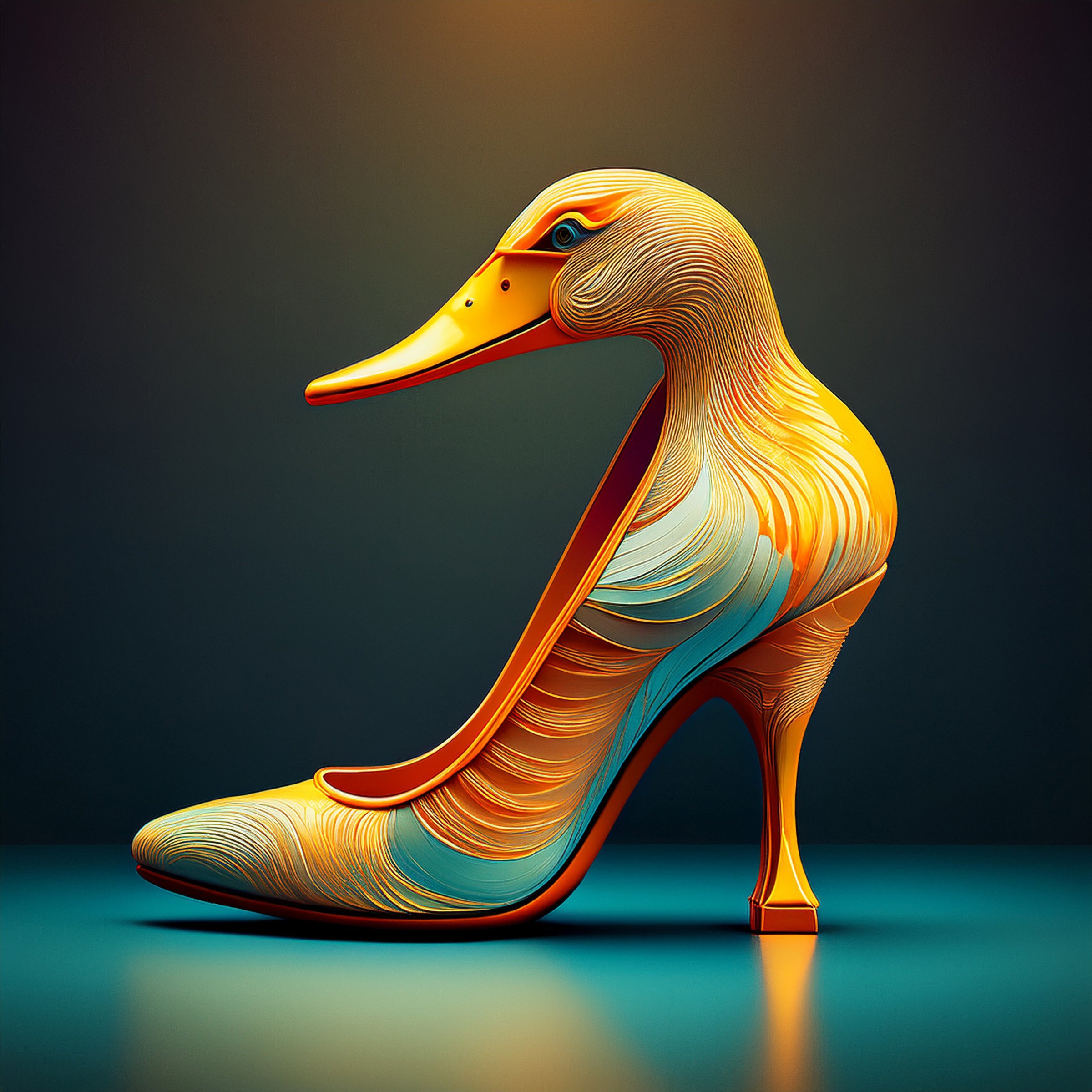 Surreal Duck-Heel High Heel Illustration- Digital Print
