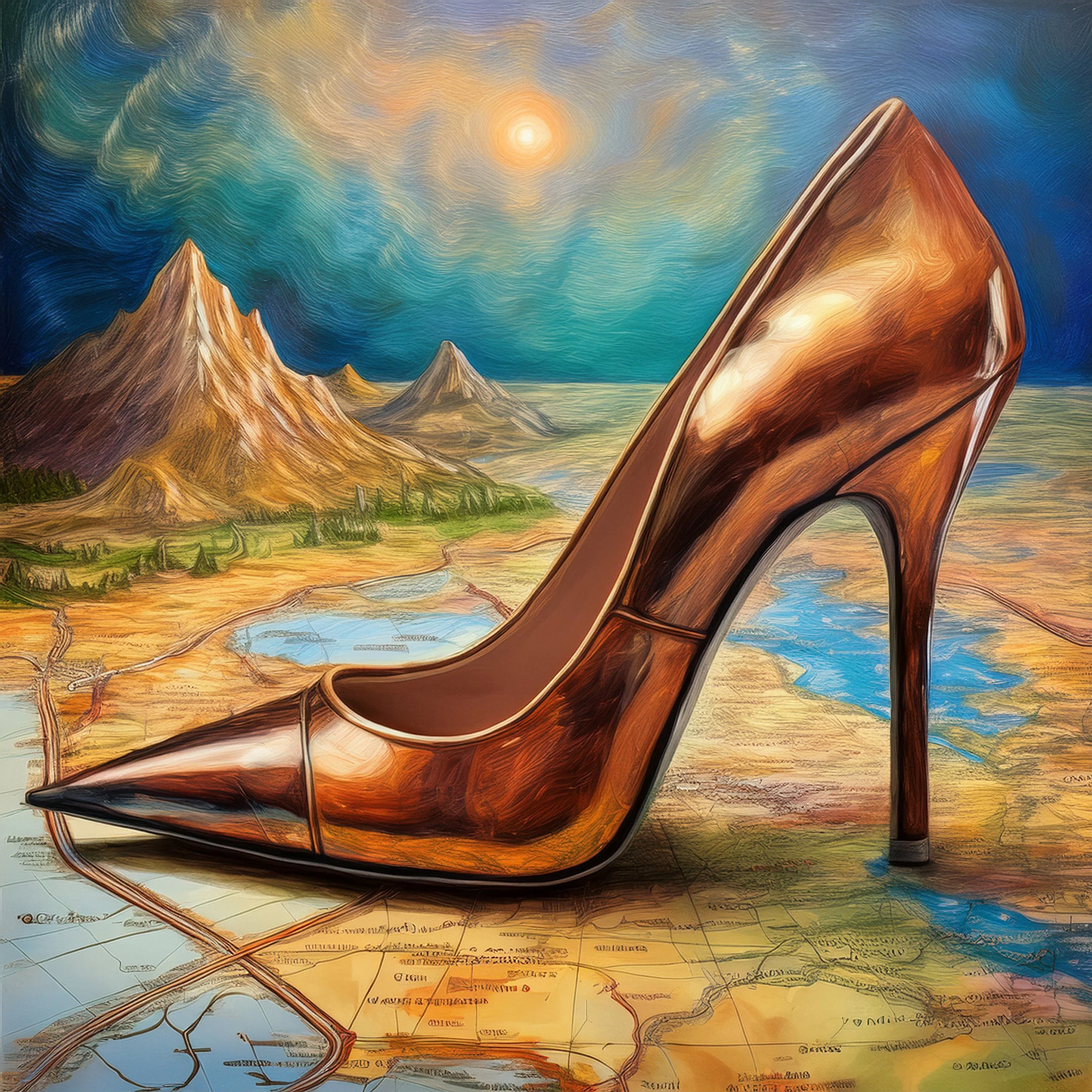 Terra Stiletto-Surreal Map Landscape Fashion Digital Download