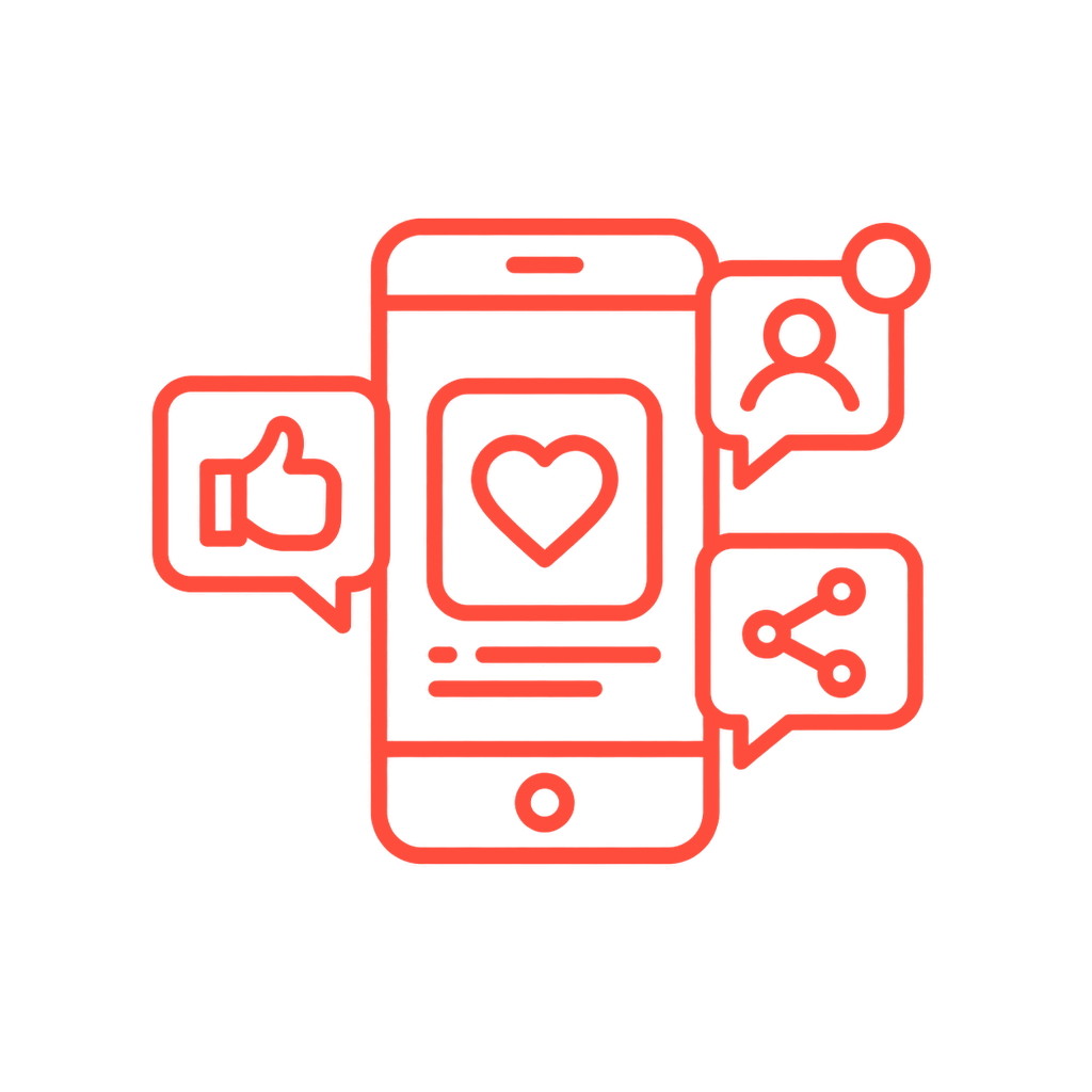 Icon representing website design, e-commerce product pages, digital content, and online brand experience by Black Lumen.