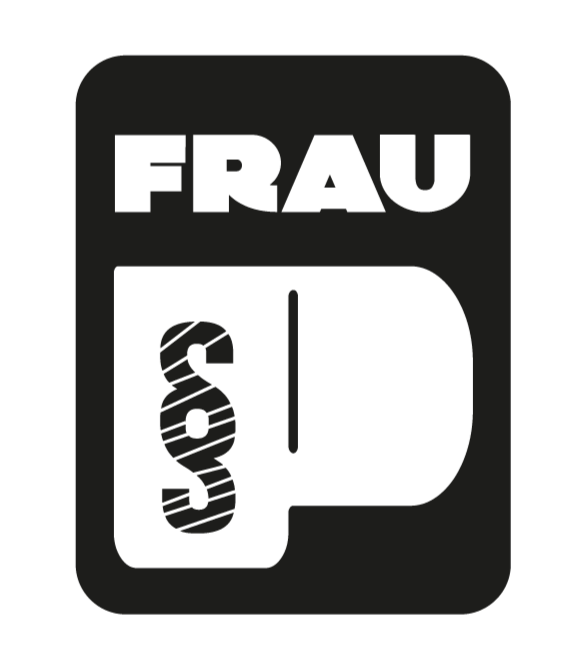 Symbolische Darstellung eines weiblichen Geschlechtszeichens mit integriertem Geldschein und dem Wort »FRAU« darüber.