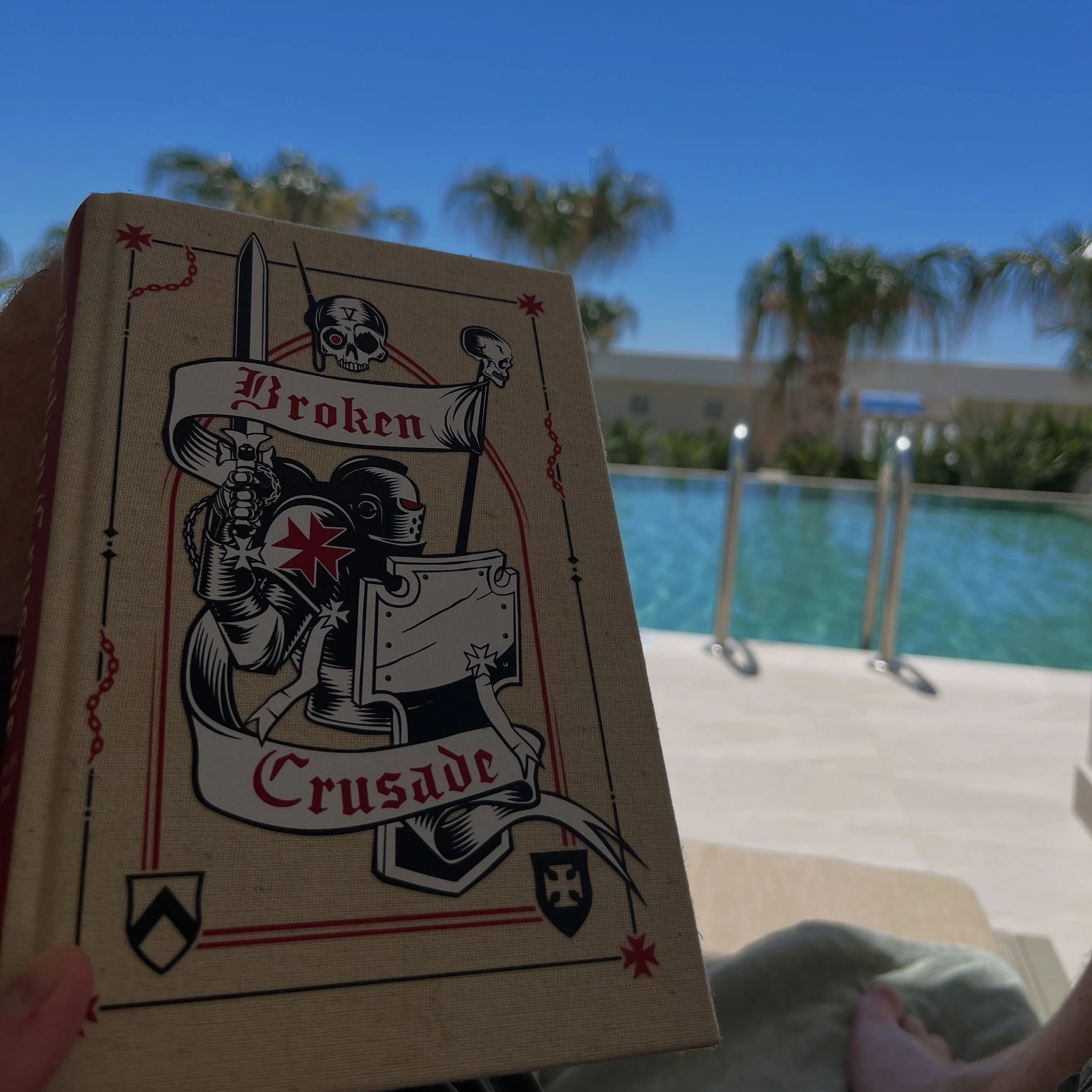 Been taking a little break from the hobby desk.

Catching some sun, finally catching up on some reading, and making plans for 11th edition.

I&rsquo;m really happy with the Crimson Fists test models so far, and I can&rsquo;t wait to get a few more fi