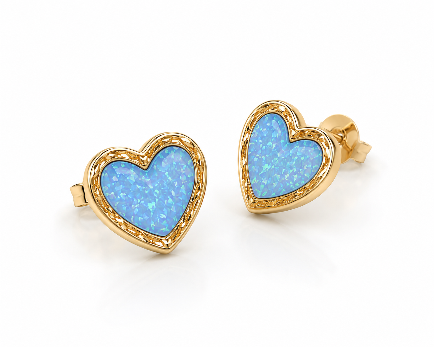 Aqua Bloom Heart Earrings