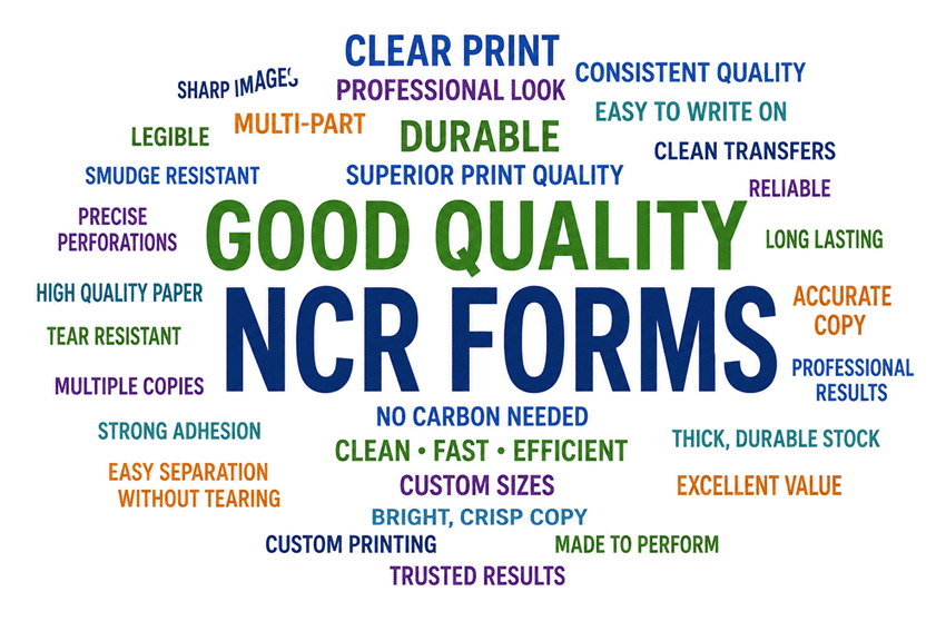 NCR Forms word cloud
