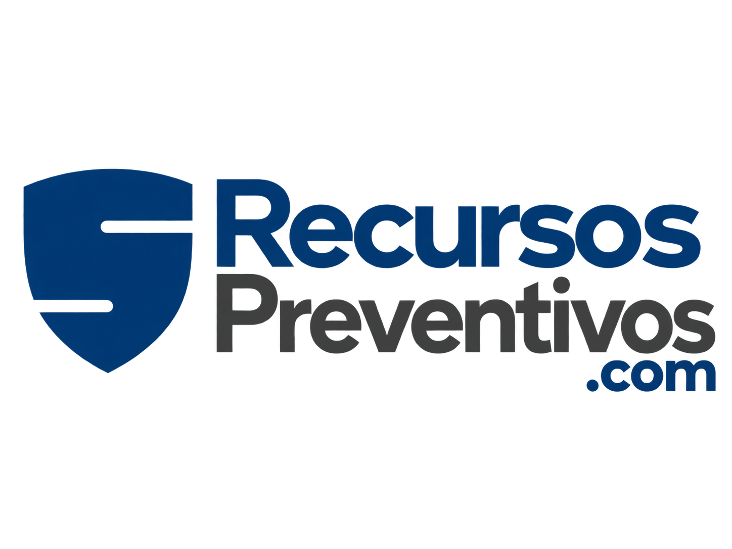 Logo de Recursos Preventivos con un escudo azul y texto en colores oscuros