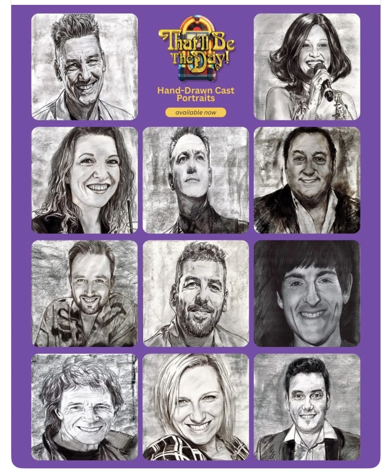 Hand Drawn, Signed Cast Portraits