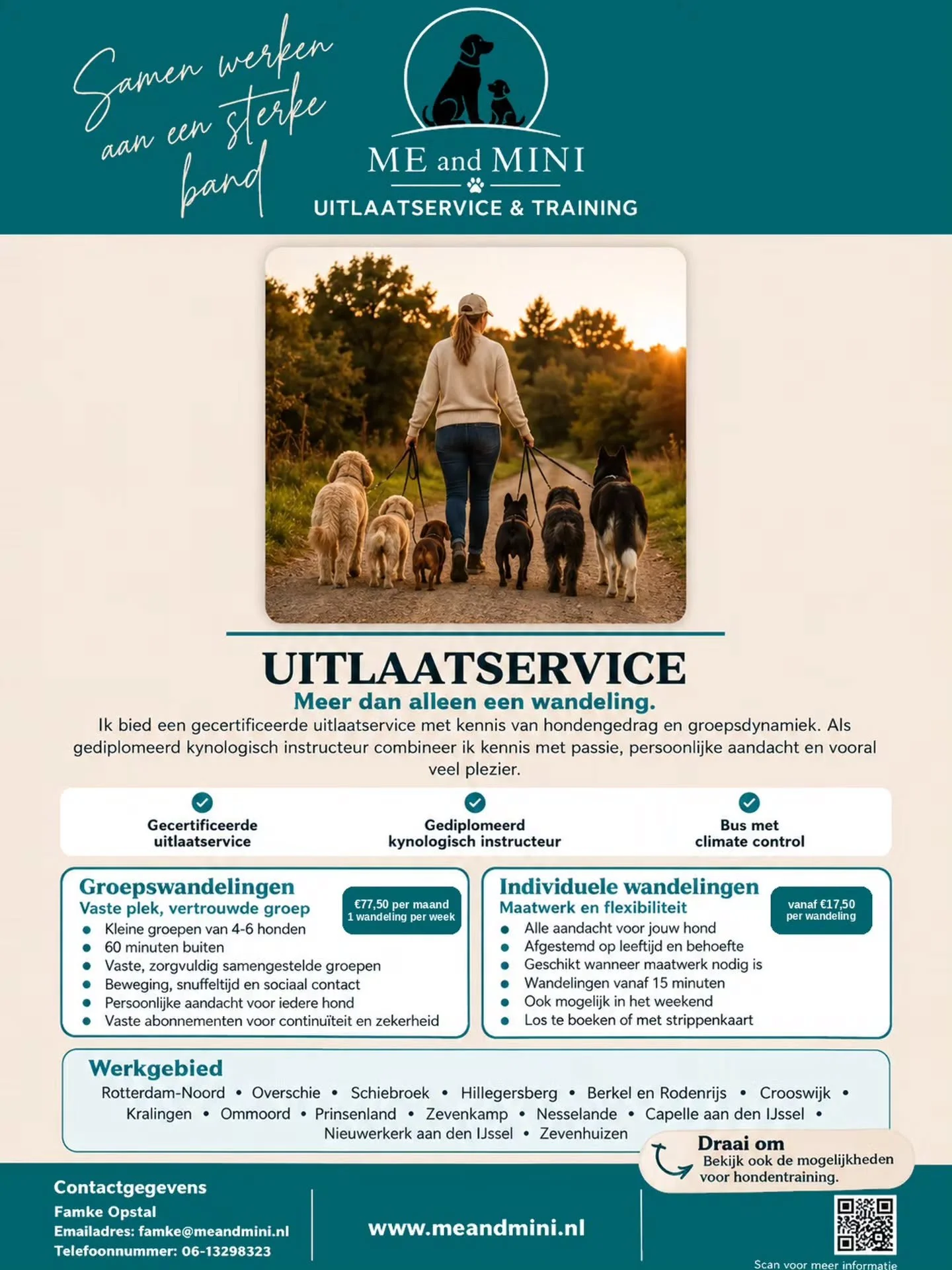Jaaa, ik ga het echt doen! 
 
https://meandmini.nl/uitlaatservice

De Me and Mini Uitlaatservice gaat van start!

Welke honden gaan met me mee om leuke avonturen te beleven? 

Ben jij of ken jij hondeneigenaren die hun hond heerlijke wandelingen, snu