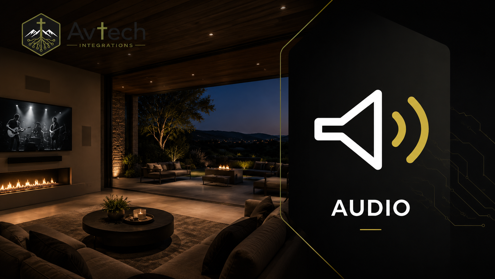 Fill your home with rich, immersive sound through custom audio systems designed for effortless listening indoors and outdoors.
