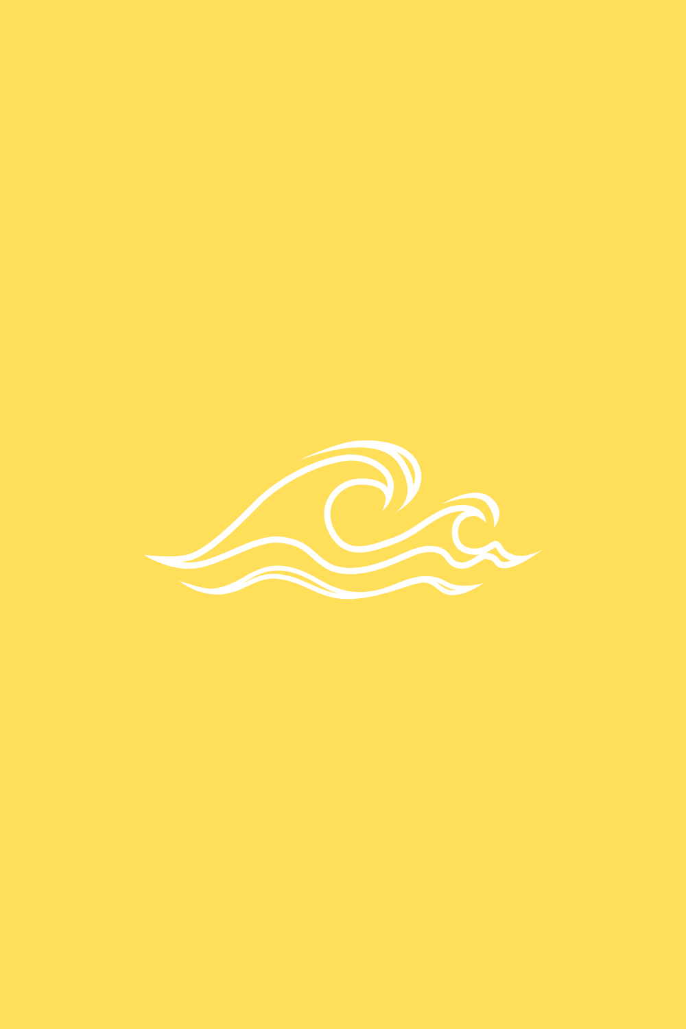 Yellow background with white line art of stylized ocean waves.