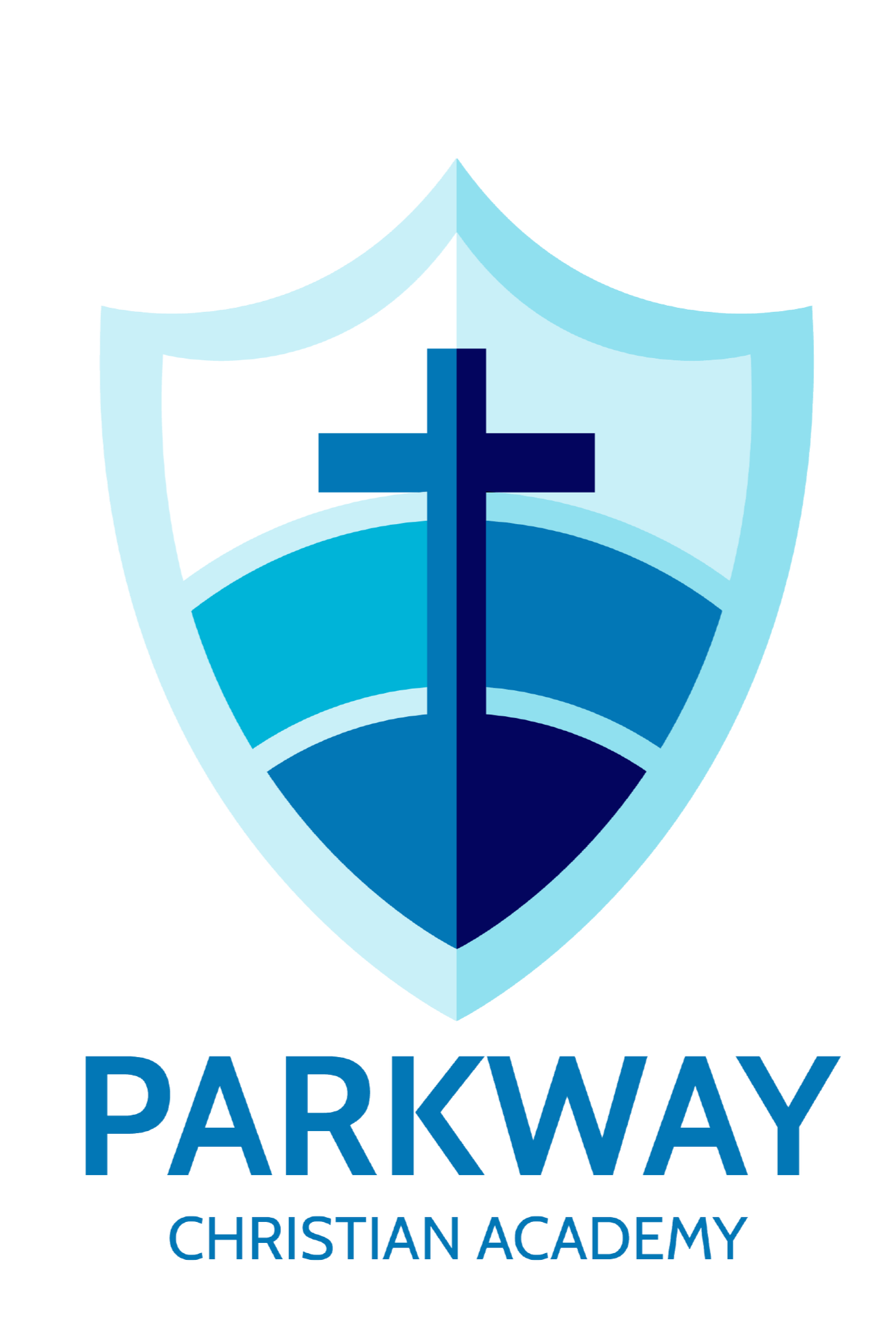 Parkway Christian Academy logo with a shield and cross, and the words 'Parkway Christian Academy' below it in blue.
