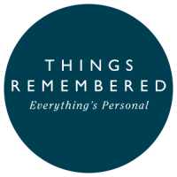 Circular logo with dark teal background and white text reading "THINGS REMEMBERED" with a smaller tagline "Everything's Personal" underneath.