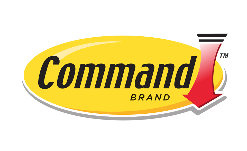 Command Brand logo featuring a yellow oval with black text and a red downward arrow.