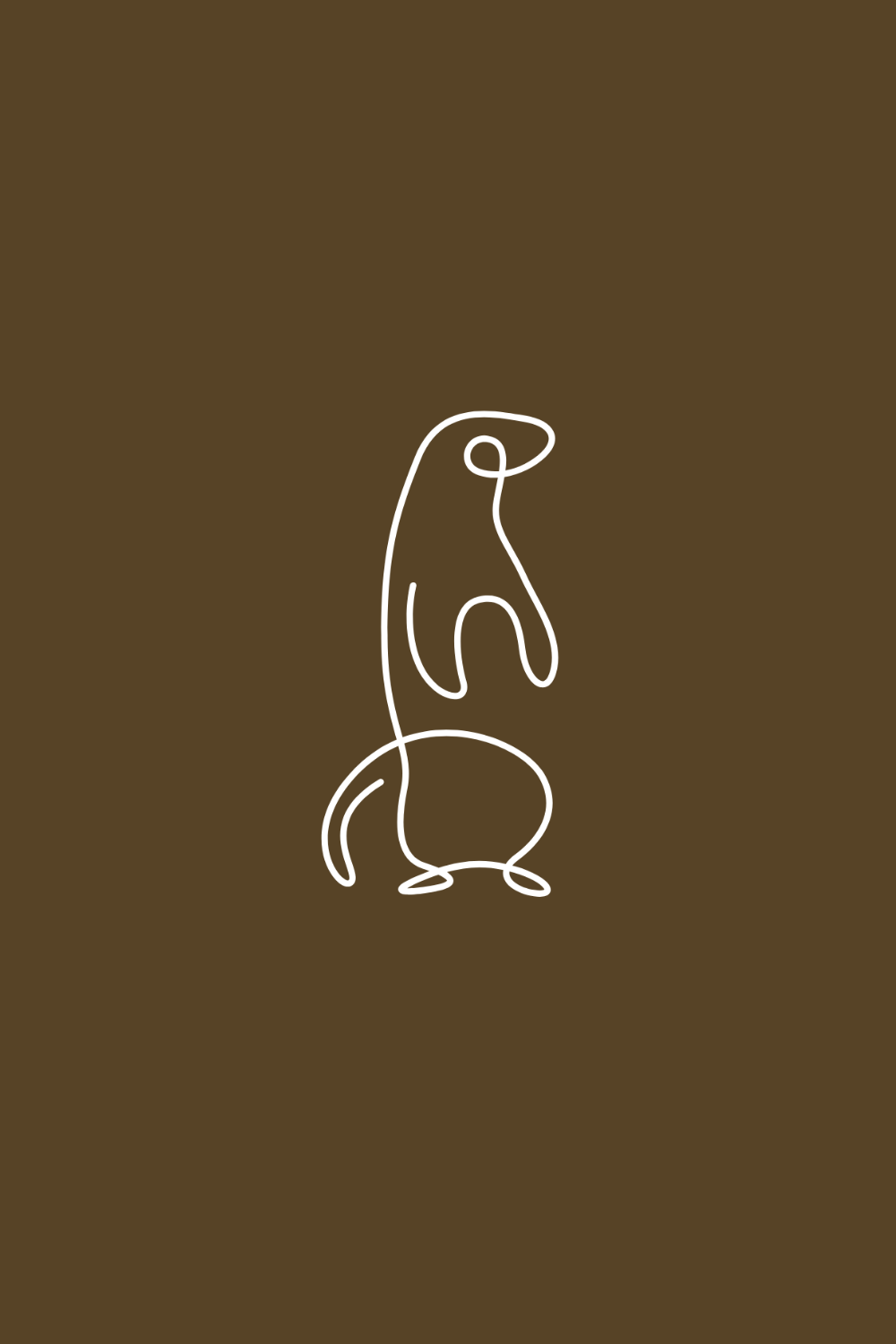 Minimalist line art of a dog on a brown background.