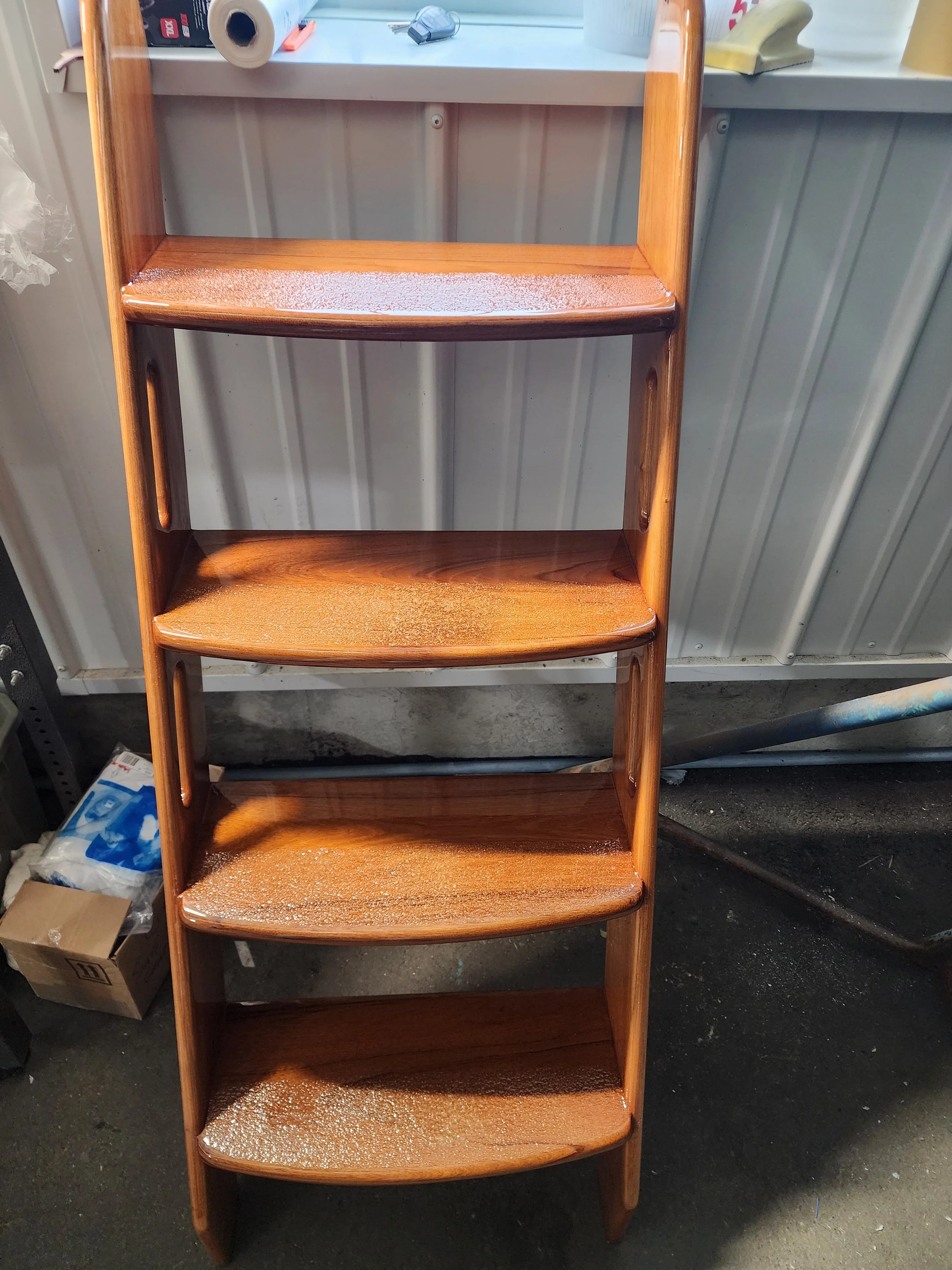 Hinkley steps refinished non-skid; Epifanes