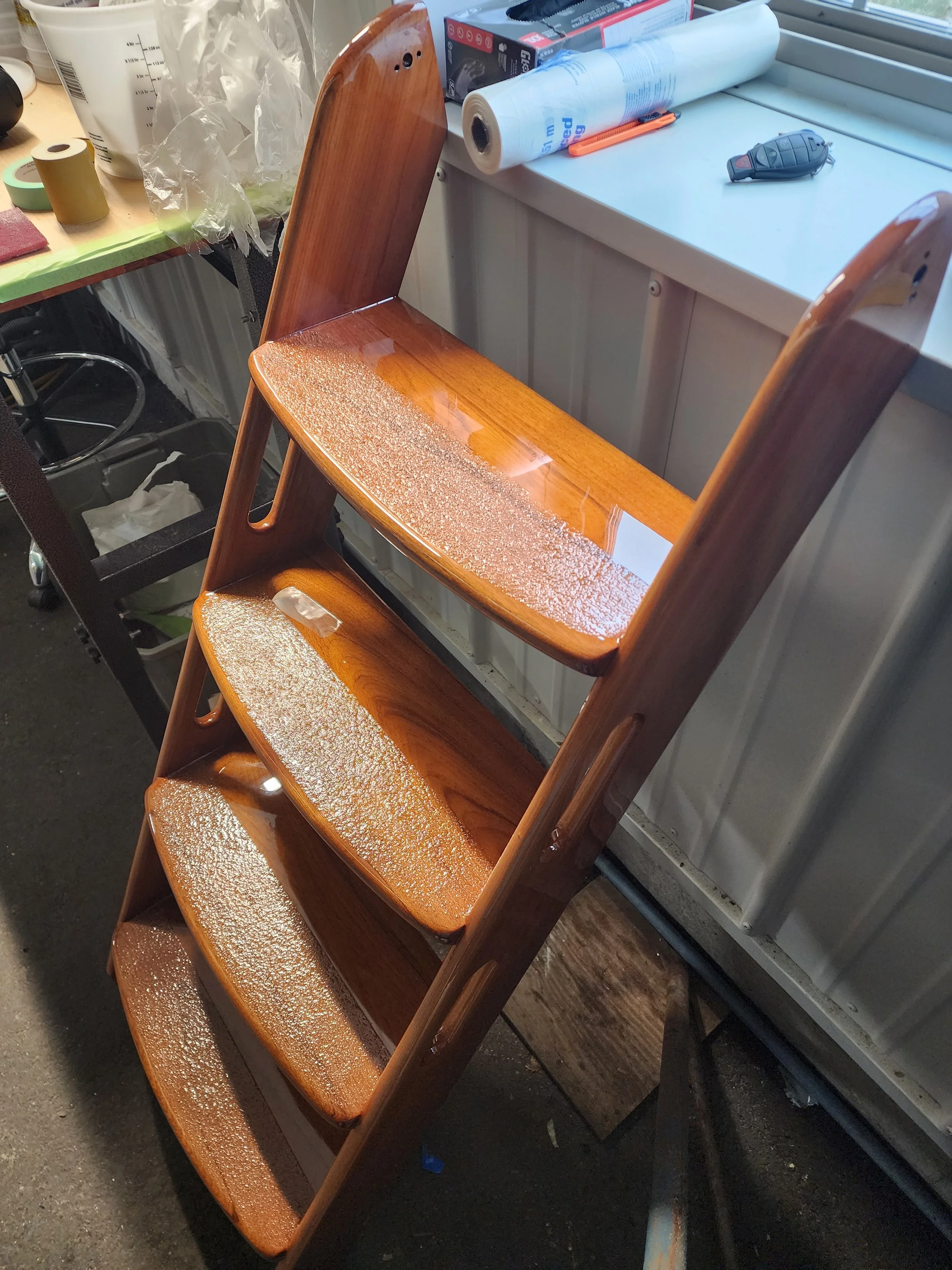 Hinkley steps refinished with walnut shells